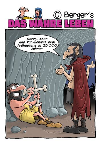 Cartoon: Steinzeitvampir (medium) by Chris Berger tagged steinzeit,neandertaler,vampir,kreuz,steinzeit,neandertaler,vampir,kreuz