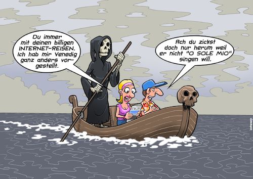 Cartoon: Styx (medium) by Chris Berger tagged styx,charon,fährmann,touristen,internet,reisen,styx,charon,fährmann,touristen,internet,reisen