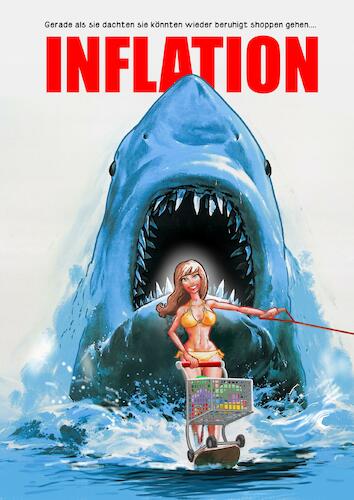 Cartoon: Teuerung (medium) by Joshua Aaron tagged inflation,teuerung,hai,jaws,shopping,einkaufen,euro,inflation,teuerung,hai,jaws,shopping,einkaufen,euro