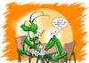 Cartoon: Gottesanbeterin Date (small) by Joshua Aaron tagged gottesanbeterin,mantis,paarung,kopf,decapitation,weibchen,männchen,insekten