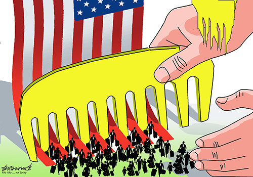 Cartoon: Expelling migrants (medium) by Vladimir Khakhanov tagged migrants