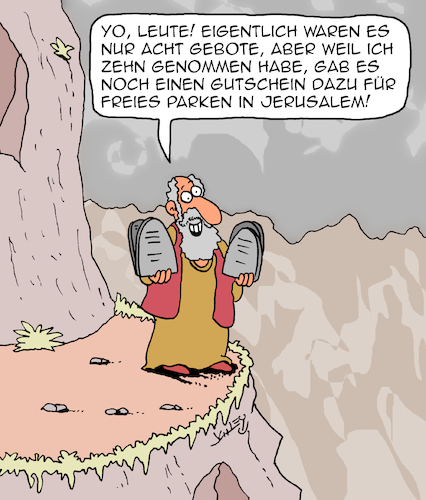 Cartoon: 8 Gebote (medium) by Karsten Schley tagged moses,bibel,gebote,religion,sonderangebote,schnäppchen,gutscheine,christentum,medien,gesellschaft,moses,bibel,gebote,religion,sonderangebote,schnäppchen,gutscheine,christentum,medien,gesellschaft