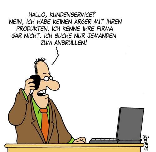 Cartoon: Ärger (medium) by Karsten Schley tagged service,kunden,kundenservice,verkaufen,verkäufer,business,wirtschaft,callcenter,reklamationen
