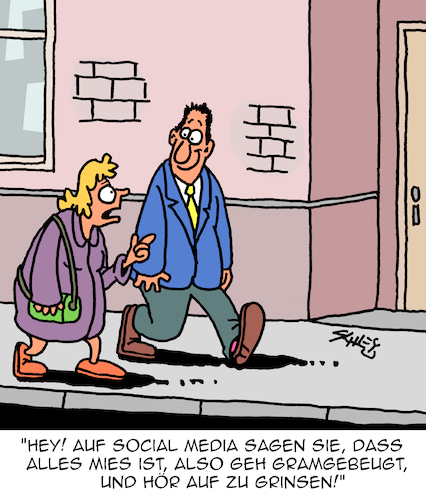 Cartoon: ALLES ist schlecht (medium) by Karsten Schley tagged social,media,politik,meinung,laune,stimmung,manipulation,wirtschaft,jobs,psychologie,medien,gesellschaft,social,media,politik,meinung,laune,stimmung,manipulation,wirtschaft,jobs,psychologie,medien,gesellschaft