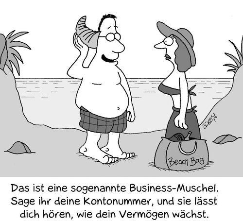 Cartoon: Am Strand (medium) by Karsten Schley tagged urlaub,ferien,strand,meer,business,muscheln,wirtschaft,einkommen,geld,vermögen,gesellschaft,tourismus,urlaub,meer,strand,business,muscheln,wirtschaft,einkommen,vermögen,geld,gesellschaft,tourismus