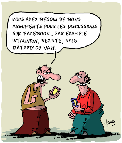 Cartoon: Arguments (medium) by Karsten Schley tagged facebook,internet,culture,langue,facebook,internet,culture,langue