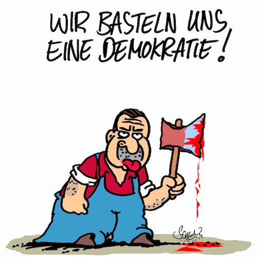 Cartoon: Bastelstunde (medium) by Karsten Schley tagged türkei,demokratie,erdogan,politik,meinungsfreiheit,diktaturen,akp,gesellschaft,europa,türkei,demokratie,erdogan,politik,meinungsfreiheit,diktaturen,akp,gesellschaft,europa