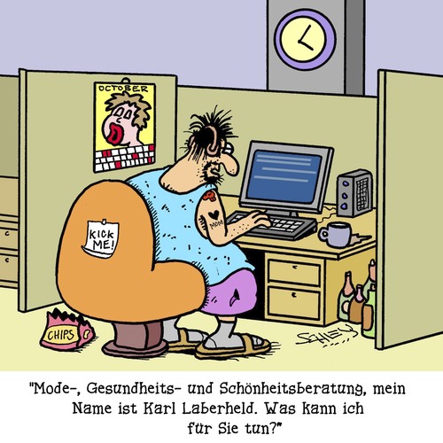 Cartoon: Beratung (medium) by Karsten Schley tagged mode,schönheit,beratung,ernährung,call,center,jobs,arbeit,wirtschaft,business,computer,technik,mode,schönheit,beratung,ernährung,call,center,jobs,arbeit,wirtschaft,business,computer,technik