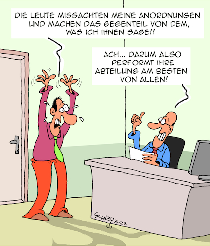 Cartoon: Beste Abteilung (medium) by Karsten Schley tagged wirtschaft,performance,mitarbeitende,teams,abteilungsleiter,arbeitgeber,arbeitnehmer,erfolg,karriere,anweisungen,führung,führungsqualität,führungsschwäche,gesellschaft,wirtschaft,performance,mitarbeitende,teams,abteilungsleiter,arbeitgeber,arbeitnehmer,erfolg,karriere,anweisungen,führung,führungsqualität,führungsschwäche,gesellschaft