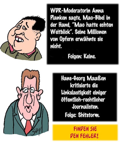 Cartoon: Bigotterie ist keine Tugend (medium) by Karsten Schley tagged medien,öffentlich,rechtliche,sender,wdr,politik,linkslastigkeit,mao,maaßen,journalismus,linkspropaganda,gesellschaft,deutschland,medien,öffentlich,rechtliche,sender,wdr,politik,linkslastigkeit,mao,maaßen,journalismus,linkspropaganda,gesellschaft,deutschland