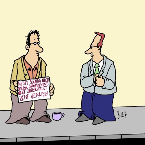 Cartoon: Bitte HELFEN SIE!! (medium) by Karsten Schley tagged shopping,online,sucht,geld,kaufen,business,wirtschaft,ecommerce,schulden,shopping,online,sucht,geld,kaufen,business,wirtschaft,ecommerce,schulden