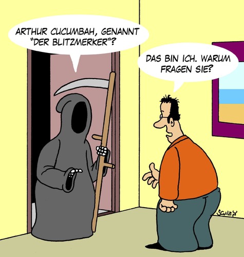 Cartoon: Blitzmerker (medium) by Karsten Schley tagged leben,tod,männer,gesellschaft,hausbesitzer,bildung,leben,tod,männer,gesellschaft,hausbesitzer,bildung