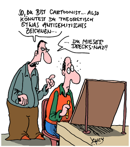 Cartoon: BÖSE Karikatur! (medium) by Karsten Schley tagged antisemitismus,karikaturen,israel,deutschland,politik,medien,karikaturisten,cartoonisten,antisemitismus,karikaturen,israel,deutschland,politik,medien,karikaturisten,cartoonisten