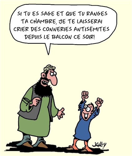 Cartoon: Bon Garcon (medium) by Karsten Schley tagged musulmans,religion,antisemitisme,culture,haine,politique,democratie,societe,musulmans,religion,antisemitisme,culture,haine,politique,democratie,societe