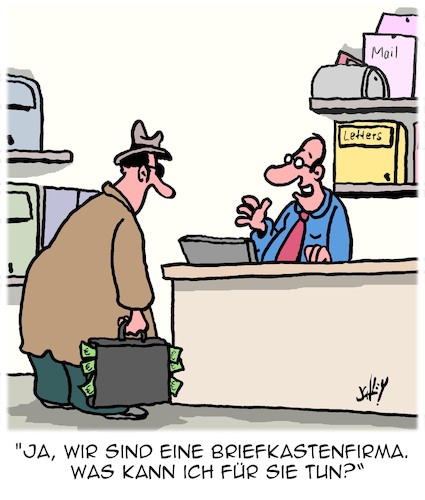 Cartoon: Briefkastenfirma (medium) by Karsten Schley tagged briefkastenfirmen,steuern,steuerhinterziehung,steueroasen,geldwäsche,wirtschaftsverbrechen,geld,fiskalpolitik,business,gesellschaft,briefkastenfirmen,steuern,steuerhinterziehung,steueroasen,geldwäsche,wirtschaftsverbrechen,geld,fiskalpolitik,business,gesellschaft