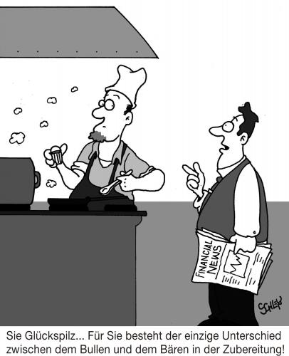 Cartoon: Bulle und Bär (medium) by Karsten Schley tagged aktien,börse,gewinn,hausse,baisse,profit