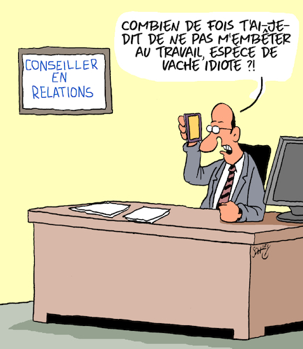 Cartoon: Conseiller en Relations (medium) by Karsten Schley tagged relations,emplois,hommes,femmes,conseillers,amour,relations,emplois,hommes,femmes,conseillers,amour