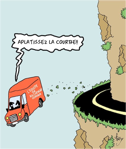 Cartoon: Coronavirus - La Courbe (medium) by Karsten Schley tagged coronavirus,courbe,politique,sante,science,recherche,coronavirus,courbe,politique,sante,science,recherche