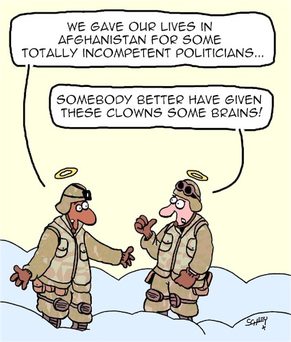 Cartoon: Death in Afghanistan (medium) by Karsten Schley tagged milityry,death,soldiers,politicians,competence,credibility,politics,society,milityry,death,soldiers,politicians,competence,credibility,politics,society