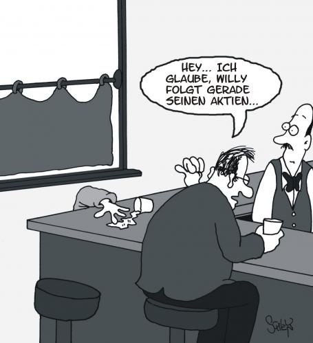 Cartoon: Den Aktien hinterher (medium) by Karsten Schley tagged börse,aktien,wirtschaft,business,markt,geld,gewinn,baisse,hausse