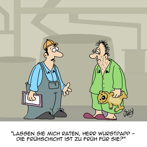 Cartoon: Der frühe Vogel... (medium) by Karsten Schley tagged business,wirtschaft,arbeitszeit,arbeitnehmer,arbeitgeber,frühschicht,schichtarbeit,arbeit,arbeit,schichtarbeit,frühschicht,arbeitgeber,arbeitnehmer,arbeitszeit,wirtschaft,business