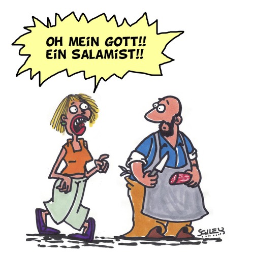 Cartoon: DEUTSCHLAND PASS AUF!! (medium) by Karsten Schley tagged religion,ernährung,wurst,politik,nationalismus,ausgrenzung,hysterie,demokratie,gesellschaft,deutschland,religion,ernährung,wurst,politik,nationalismus,ausgrenzung,hysterie,demokratie,gesellschaft,deutschland