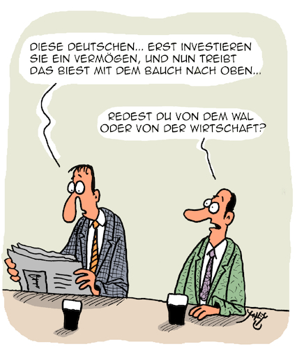 Cartoon: Diese Deutschen... (medium) by Karsten Schley tagged investitionen,wirtschaft,politik,rezession,niedergang,pleiten,wal,walrettung,medien,deutschland,gesellschaft,investitionen,wirtschaft,politik,rezession,niedergang,pleiten,wal,walrettung,medien,deutschland,gesellschaft