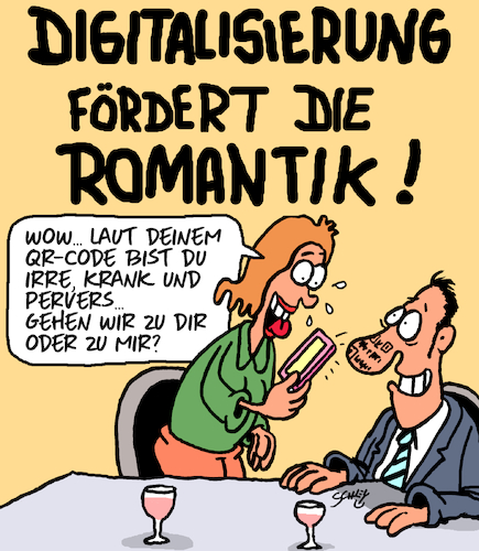 Cartoon: Digitalisierung (medium) by Karsten Schley tagged digitalisierung,deutschland,romantik,dating,wirtschaft,politik,gesellschaft,digitalisierung,deutschland,romantik,dating,wirtschaft,politik,gesellschaft