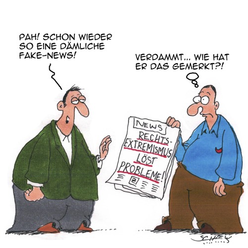 Cartoon: Fake!! (medium) by Karsten Schley tagged fake,nachrichten,medien,presse,rechtsextremismus,neonazis,demokratie,politik,fake,nachrichten,medien,presse,rechtsextremismus,neonazis,demokratie,politik