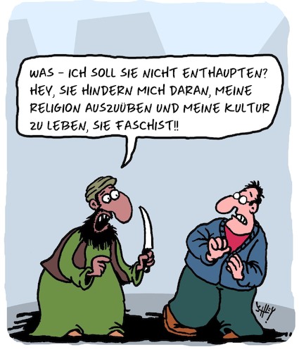 Cartoon: Faschist!! (medium) by Karsten Schley tagged soziales,einwanderung,integration,religion,terrorismus,extremismus,islam,islamismus,werte,europa,laizität,kultur,medien,karikaturen,demokratie,politik,soziales,einwanderung,integration,religion,terrorismus,extremismus,islam,islamismus,werte,europa,laizität,kultur,medien,karikaturen,demokratie,politik