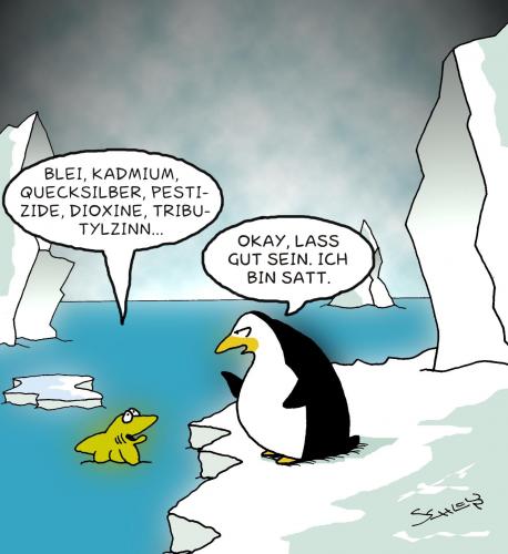 Cartoon: Fisch ist gesund (medium) by Karsten Schley tagged umwelt,ernährung,tiere,umweltverschmutzung