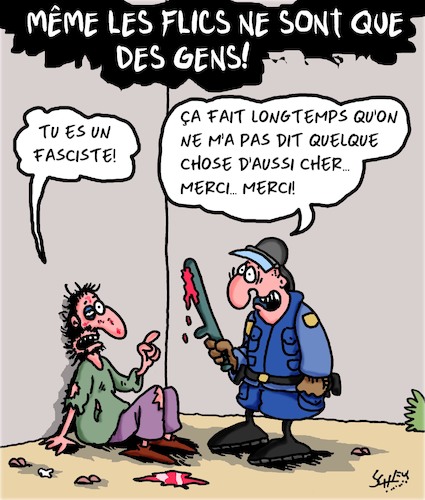 Cartoon: Flics (medium) by Karsten Schley tagged flics,violence,fascisme,politique,manifs,sante,flics,violence,fascisme,politique,manifs,sante