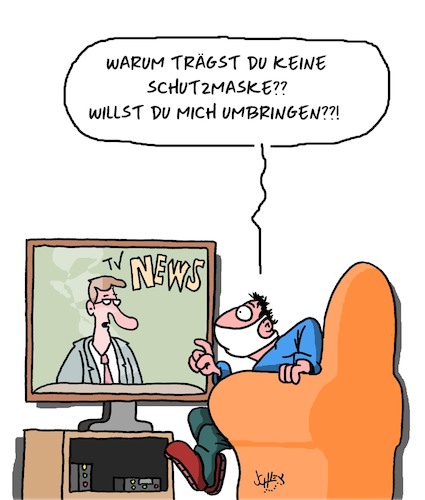 Cartoon: Gefährliche Medien!! (medium) by Karsten Schley tagged coronavirus,medien,fernsehen,hysterie,panik,verschwörungstheorien,coronavirus,medien,fernsehen,hysterie,panik,verschwörungstheorien