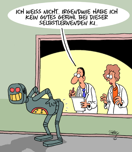 Cartoon: Gefühl (medium) by Karsten Schley tagged ki,technologie,forschung,wissenschaft,digitales,menschheit,vorahnung,zukunft,gesellschaft,medien,politik,ki,technologie,forschung,wissenschaft,digitales,menschheit,vorahnung,zukunft,gesellschaft,medien,politik