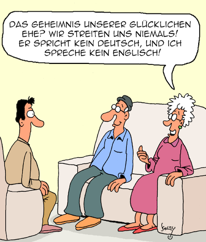 Cartoon: Geheimnis (medium) by Karsten Schley tagged liebe,ehe,beziehungen,streit,sprachen,verständigung,erfolg,alter,liebe,ehe,beziehungen,streit,sprachen,verständigung,erfolg,alter