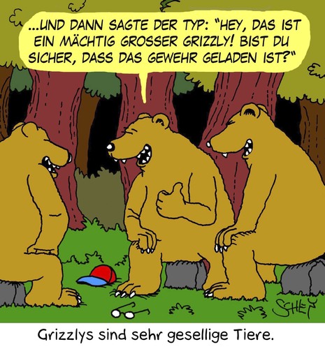 Cartoon: Gesellig (medium) by Karsten Schley tagged natur,tiere,jagen,jagd,jäger,bären,wald,umwelt,natur,tiere,jagen,jagd,jäger,bären,wald,umwelt