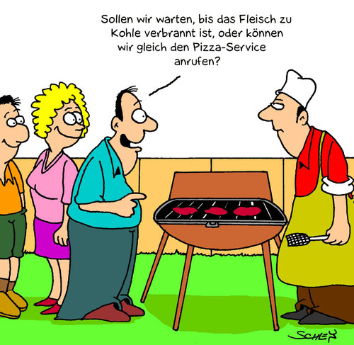 Cartoon: Grillen (medium) by Karsten Schley tagged sommer,gesellschaft,ernährung,sommer,gesellschaft,ernährung,fleisch,grillen,pizza,fast food,party,feier,essen,fast,food