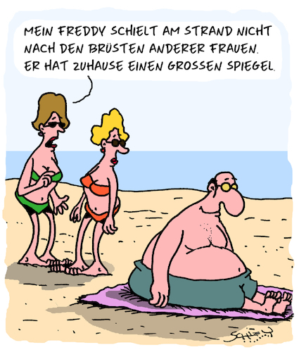 Cartoon: Guckst du (medium) by Karsten Schley tagged männer,frauen,optik,schönheit,begierde,ehe,beziehungen,narzissmus,psychologie,treue,gesellschaft,urlaub,reisen,strand,meer,männer,frauen,optik,schönheit,begierde,ehe,beziehungen,narzissmus,psychologie,treue,gesellschaft,urlaub,reisen,strand,meer