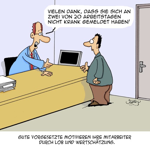 Cartoon: Gute Vorgesetzte... (medium) by Karsten Schley tagged arbeit,arbeitgeber,arbeitnehmer,vorgesetzte,motivation,lob,büro,jobs,gesellschaft,arbeit,arbeitgeber,arbeitnehmer,vorgesetzte,motivation,lob,büro,jobs,gesellschaft