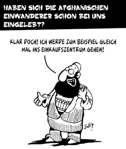 Cartoon: Integration (medium) by Karsten Schley tagged einwanderung,afghanistan,moslems,religion,islam,terrorismus,islamismus,sicherheit,politik,gesellschaft,einwanderung,afghanistan,moslems,religion,islam,terrorismus,islamismus,sicherheit,politik,gesellschaft