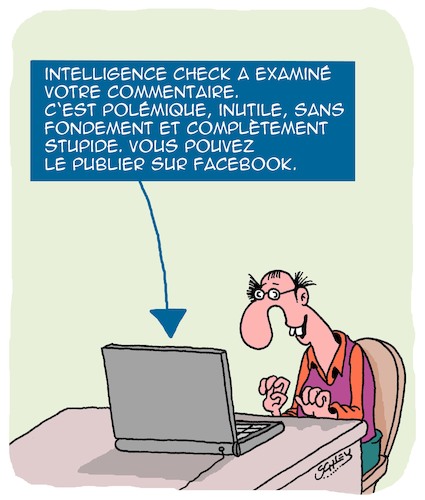Cartoon: Intelligence (medium) by Karsten Schley tagged facebook,internet,commentaires,education,haine,facebook,internet,commentaires,education,haine