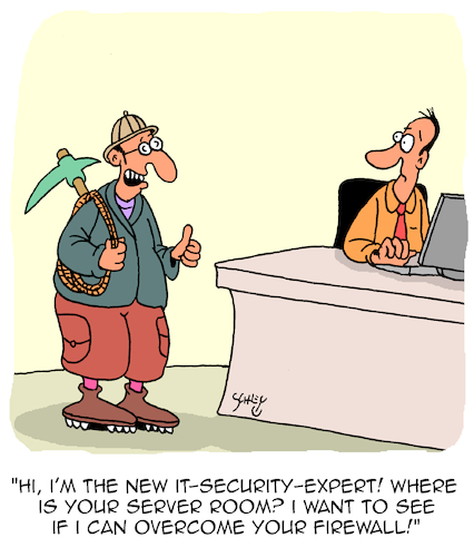 Cartoon: IT-Security (medium) by Karsten Schley tagged it,safety,security,technology,computers,communication,business,professions,experts,media,it,safety,security,technology,computers,communication,business,professions,experts,media