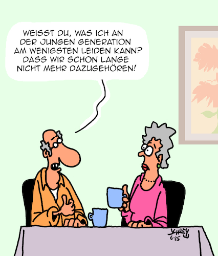 Cartoon: Junge Generation (medium) by Karsten Schley tagged alter,jugend,generationen,lebenszeit,gesundheit,zeit,rente,rentner,pensionen,pensionäre,babyboomer,generationenkonflikt,gesellschaft,medien,psychologie,alter,jugend,generationen,lebenszeit,gesundheit,zeit,rente,rentner,pensionen,pensionäre,babyboomer,generationenkonflikt,gesellschaft,medien,psychologie