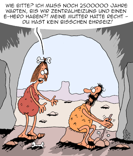 Cartoon: Kein Ehrgeiz?! (medium) by Karsten Schley tagged ehrgeiz,erfindungen,ehe,liebe,beziehungen,männer,frauen,karriere,prähistorisch,geschichte,steinzeit,gesellschaft,ehrgeiz,erfindungen,ehe,liebe,beziehungen,männer,frauen,karriere,prähistorisch,geschichte,steinzeit,gesellschaft
