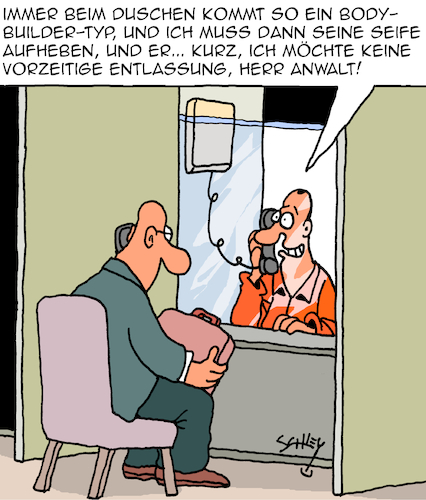 Cartoon: Keine Entlassung! (medium) by Karsten Schley tagged justiz,strafgefangene,strafvollzug,gesetze,bewährung,entlassung,rechtsanwälte,gesellschaft,justiz,strafgefangene,strafvollzug,gesetze,bewährung,entlassung,rechtsanwälte,sex,gesellschaft