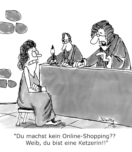 Cartoon: Ketzerin! (medium) by Karsten Schley tagged onlineshopping,wirtschaft,umsatz,internet,wachstum,business,inquisition,politik,gesellschaft,onlineshopping,wirtschaft,umsatz,internet,wachstum,business,inquisition,politik,gesellschaft