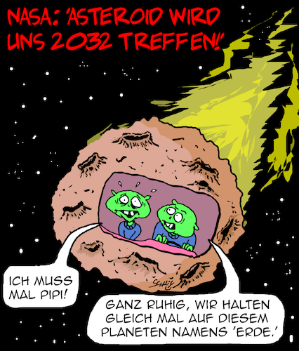 Cartoon: Killer aus dem All!!! (medium) by Karsten Schley tagged nasa,wissenschaft,asteroiden,horror,weltall,scifi,hollywood,medien,gesellschaft,nasa,wissenschaft,asteroiden,horror,weltall,scifi,hollywood,medien,gesellschaft