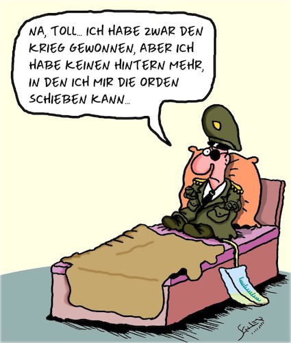 Cartoon: Kriegsgewinner (medium) by Karsten Schley tagged kriege,soldaten,karriere,gesundheit,militär,politik,gesellschaft,kriege,soldaten,karriere,gesundheit,militär,politik,gesellschaft