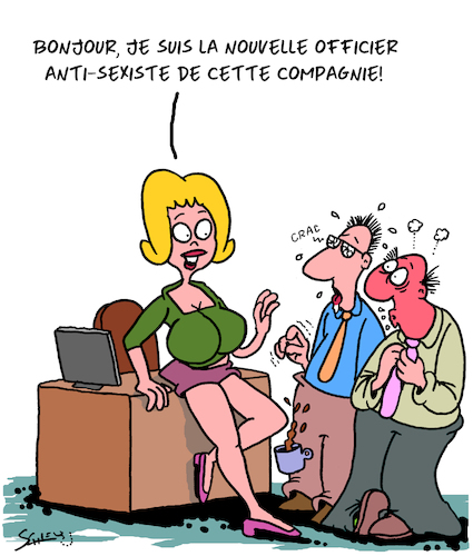 Cartoon: La Nouvelle (medium) by Karsten Schley tagged sexisme,hommes,femmes,economie,business,carriere,sexisme,hommes,femmes,economie,business,carriere