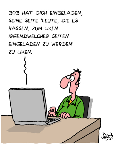 Cartoon: Likes (medium) by Karsten Schley tagged facebook,computer,internet,likes,einladungen,technik,beziehungen,gesellschaft,kommunikation,soziale,medien,facebook,computer,internet,likes,einladungen,technik,beziehungen,gesellschaft,kommunikation,soziale,medien